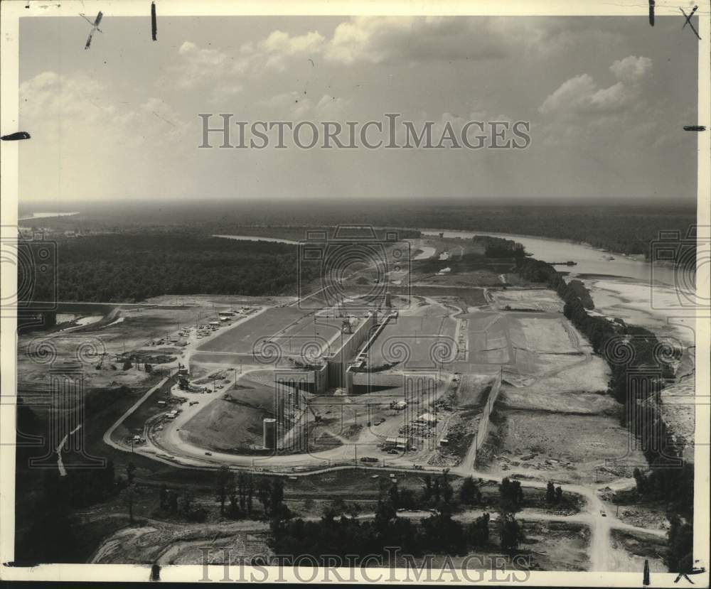 1963 Press Photo Construction of the Old River Lock on the Mississippi River - Historic Images