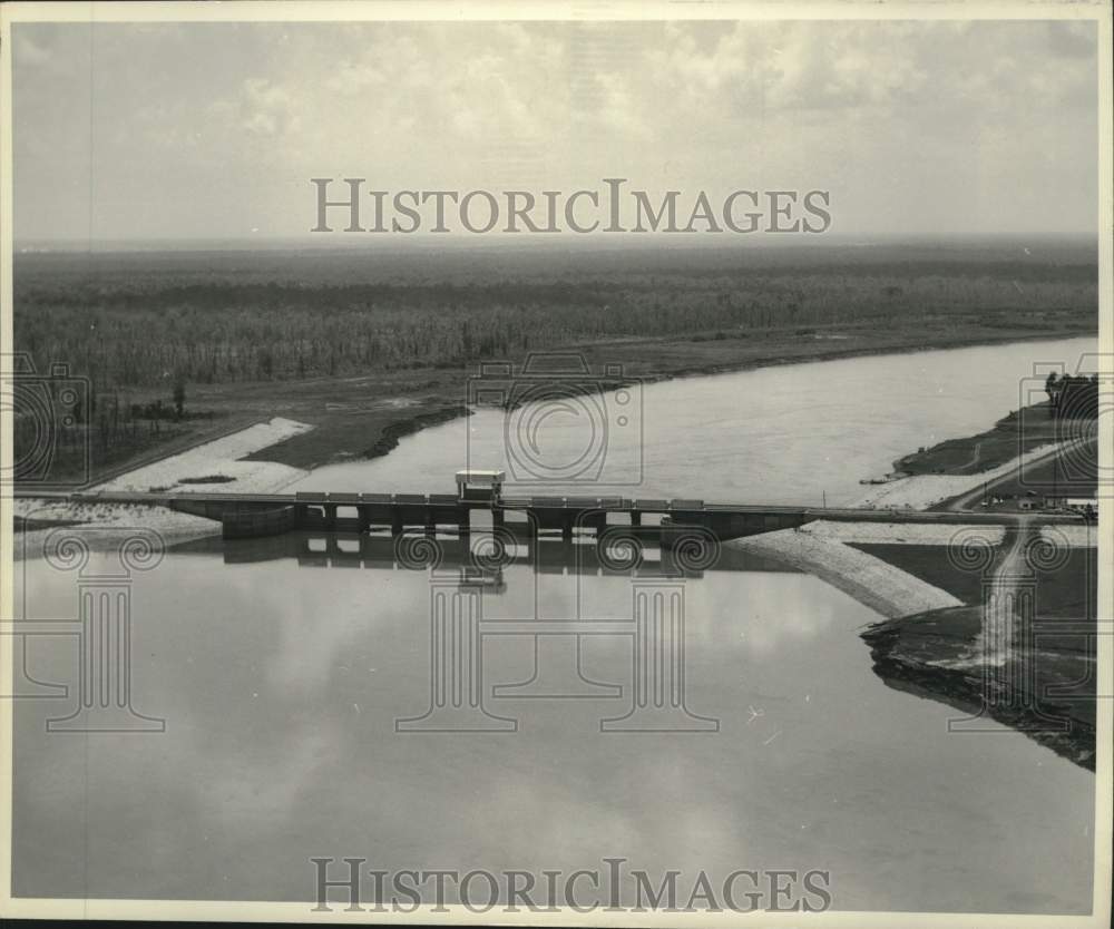 1962 Press Photo View of construction of Old River Control on Mississippi River