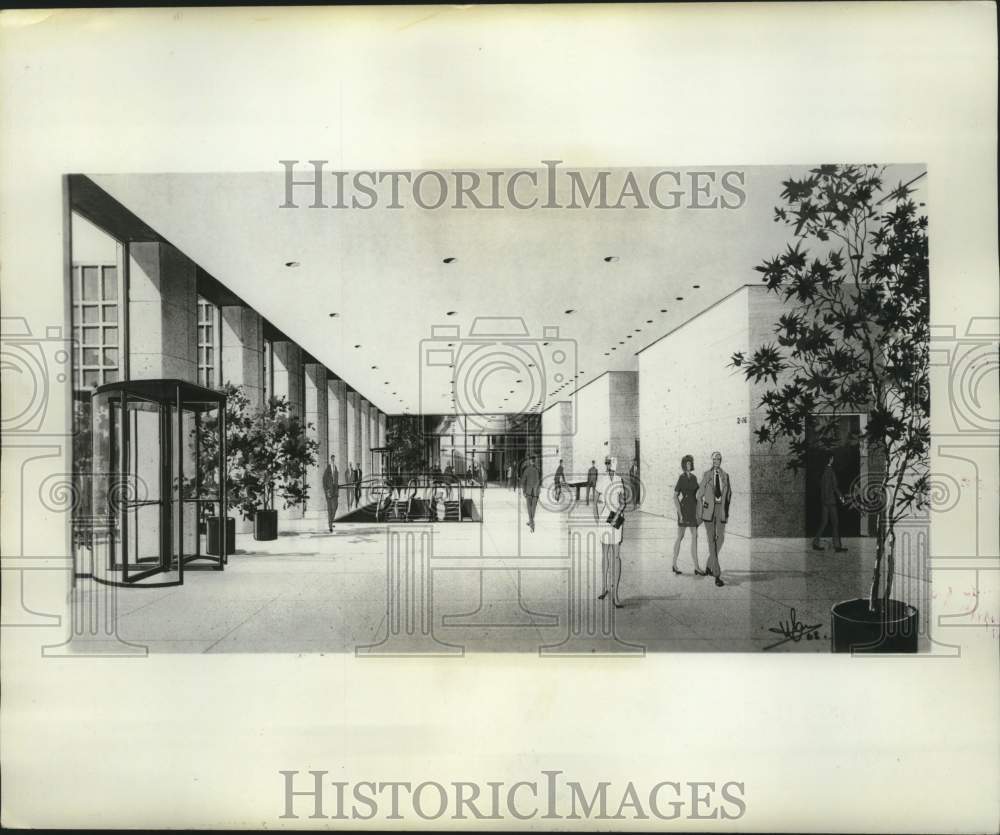 1969 Press Photo An artist&#39;s rendition of the interior of One Shell Square- Historic Images