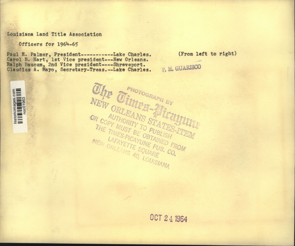 1964 Press Photo Louisiana Land Title Association Officers for 1964-65