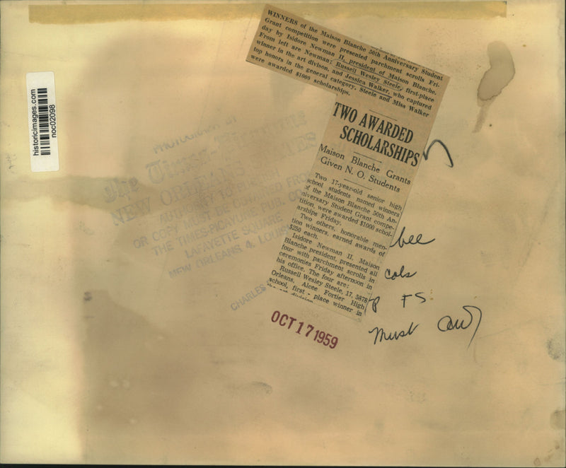 Load image into Gallery viewer, 1959 Press Photo Maison Blanche 50th Anniversary Student Grant Competition
