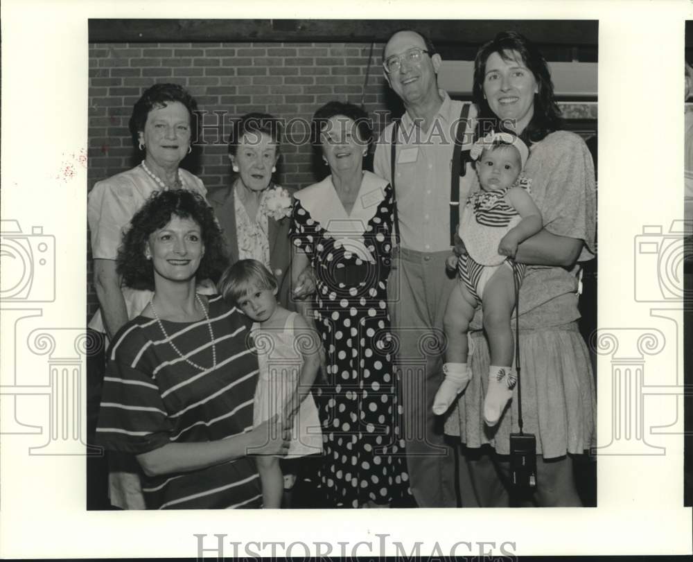 1990 Press Photo Group with Katie Paysse at her birthday party in Covington, LA- Historic Images