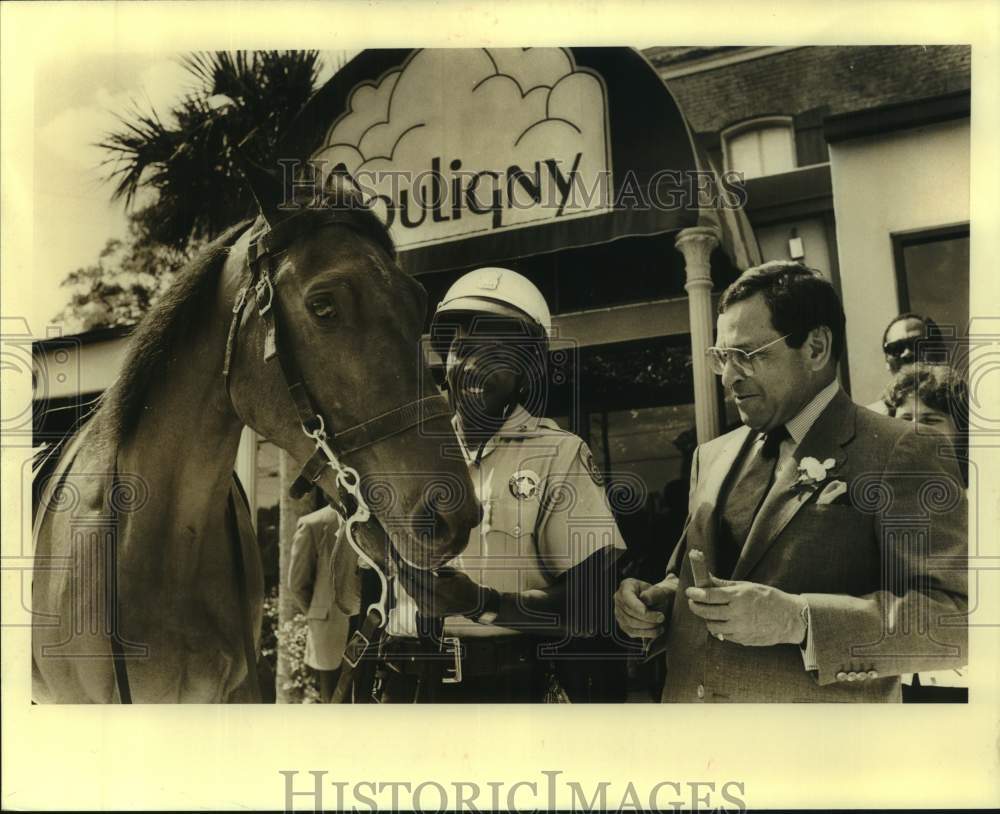 1985 Press Photo New Orleans Police Officer with Horse- Historic Images