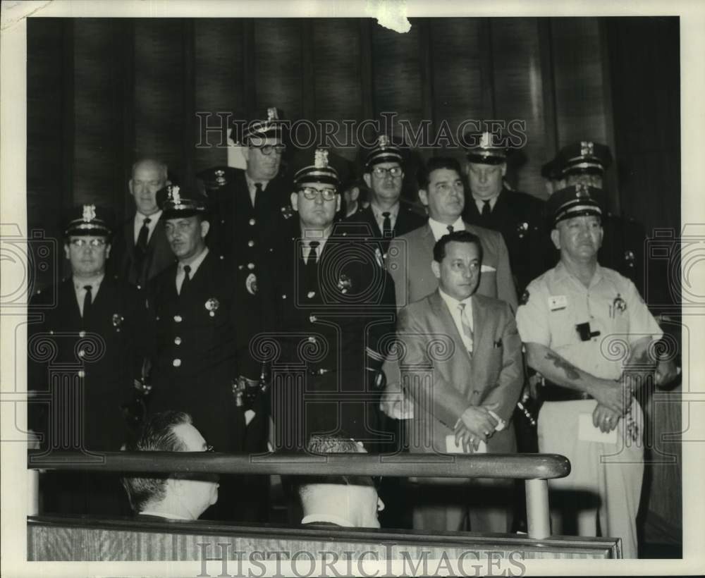 1968 Press Photo Police officers promotion at council chambers in Louisiana