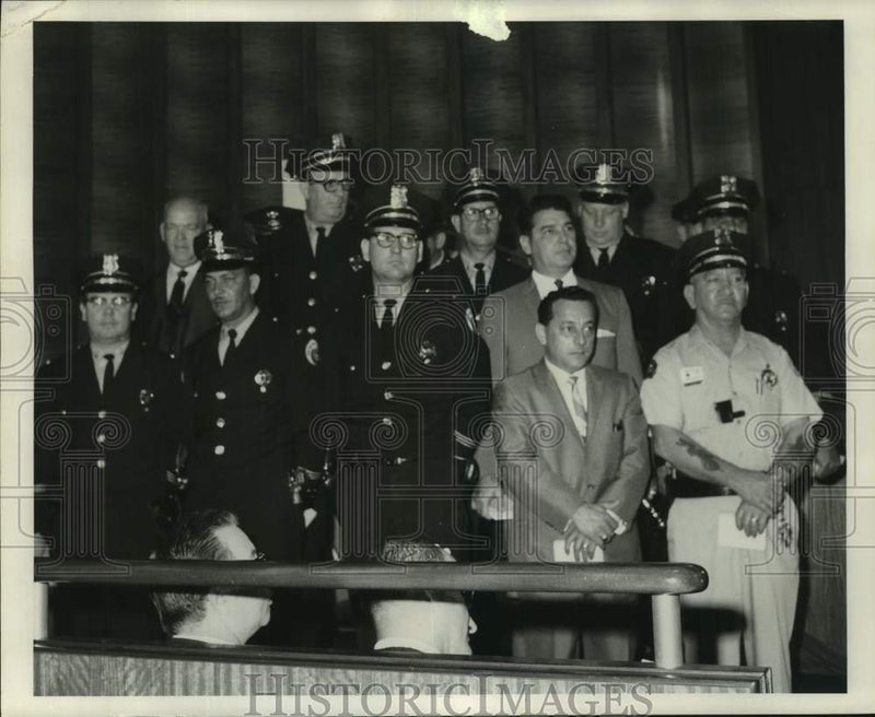 Load image into Gallery viewer, 1968 Press Photo Police officers promotion at council chambers in Louisiana
