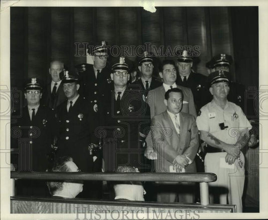 1968 Press Photo Police officers promotion at council chambers in Louisiana