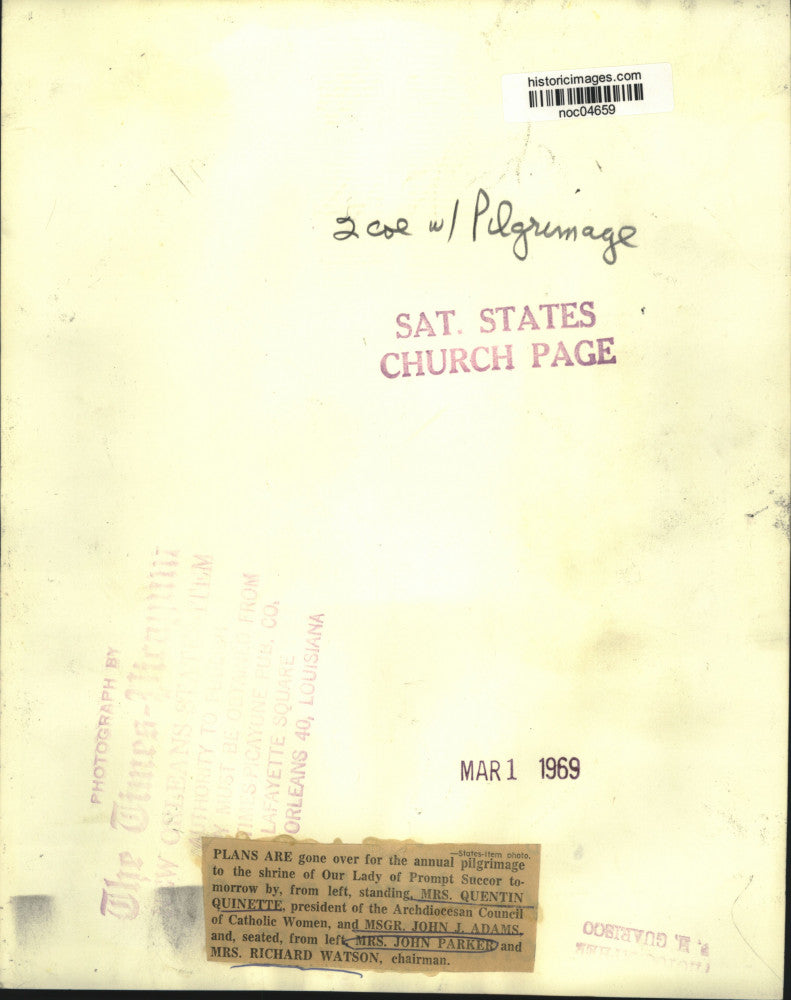 Load image into Gallery viewer, 1969 Press Photo Our Lady of Prompt Succor - Mrs. Quentin Quinette and Planners
