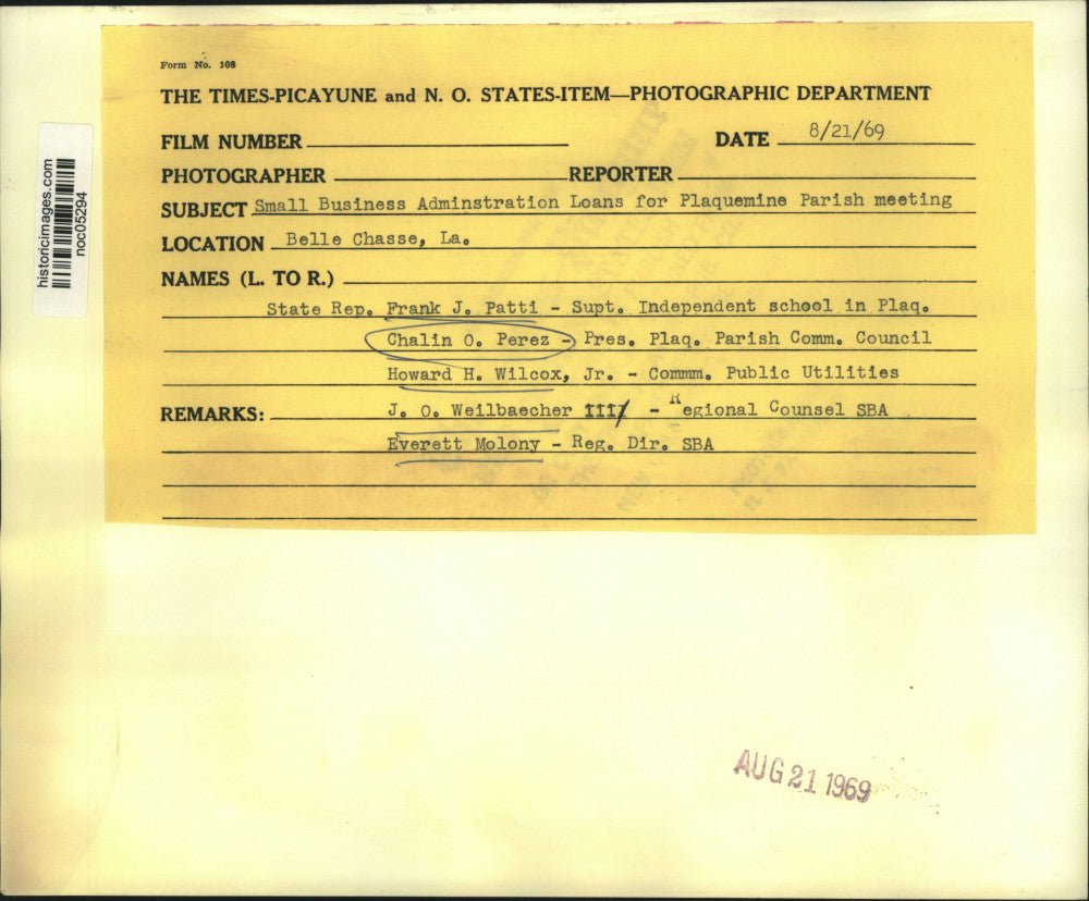 1969 Press Photo Small Business Administration Loans for Plaquemines Parish