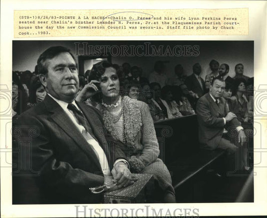 1983 Press Photo Plaquemines Parish Council - Chalin Perez Watches New Council- Historic Images