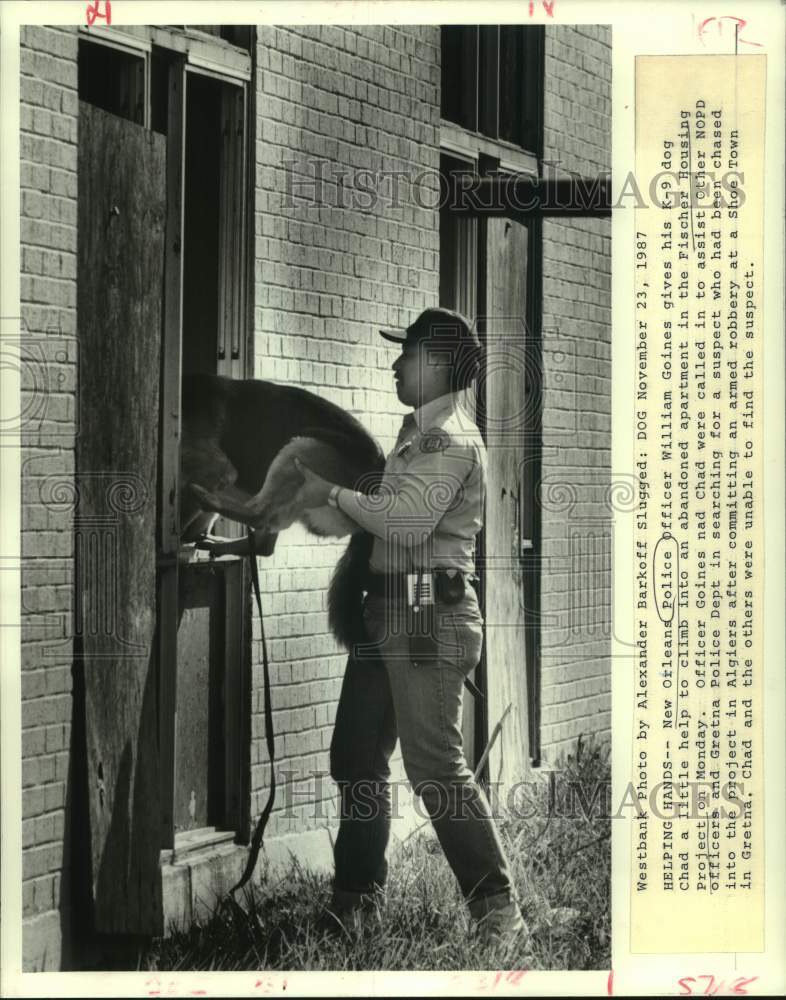 1987 Press Photo New Orleans Police - Officer William Goines and Dog Chad