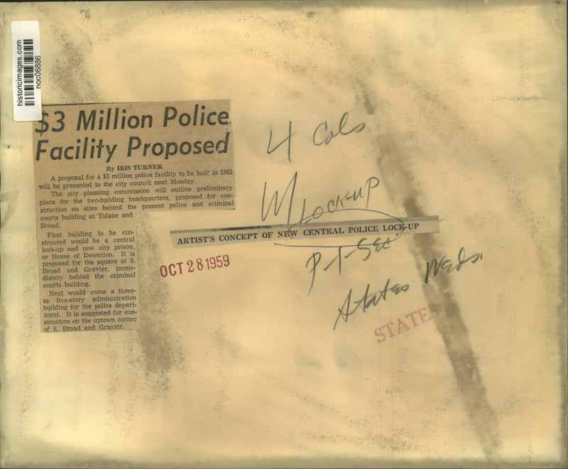 Load image into Gallery viewer, 1959 Press Photo Artist's concept of new Central Police Lock-up, New Orleans
