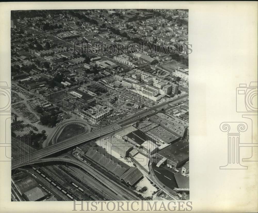 1965 Press Photo Aerial view of New Orleans police complex on Broad and Poydras