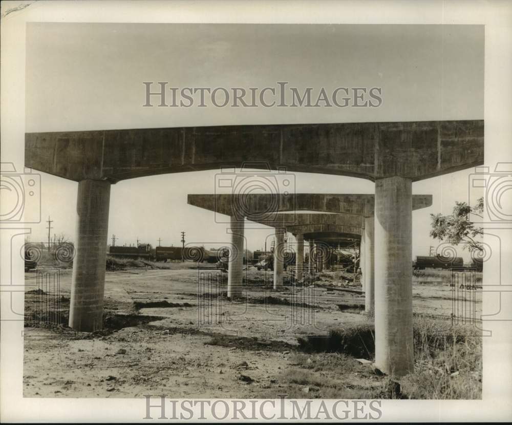 1956 Press Photo Construction underway on the Wisner Overpass. - noc08021- Historic Images