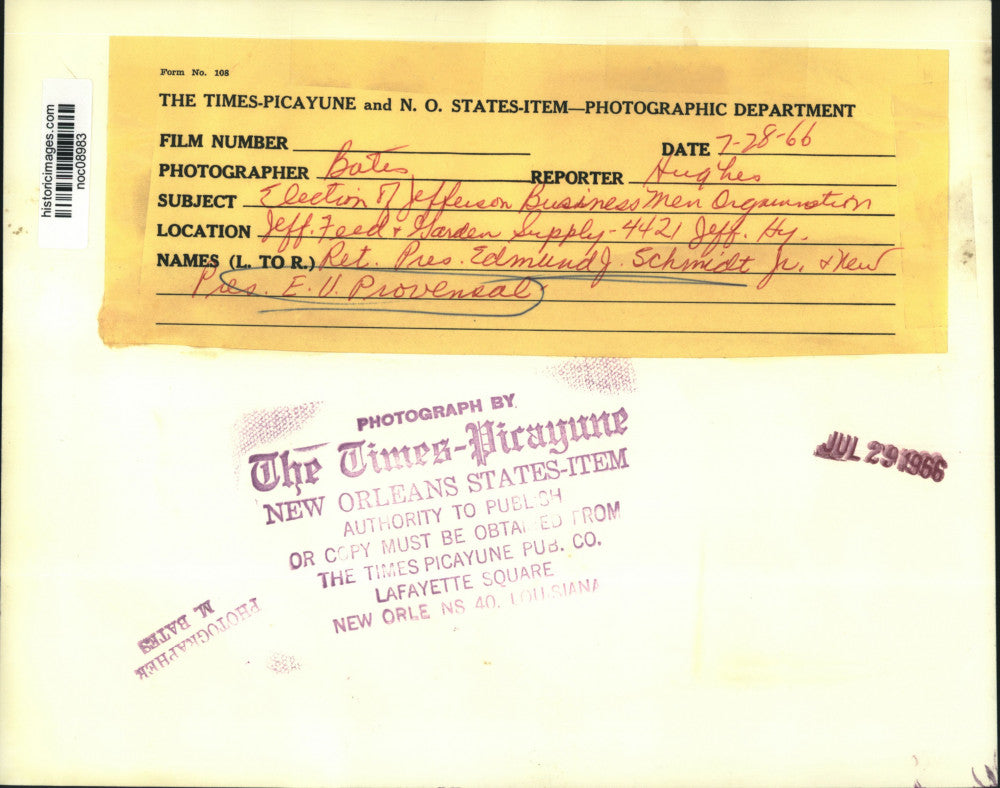 1966 Press Photo Presidents At Election Of Jefferson Businessmen Organization