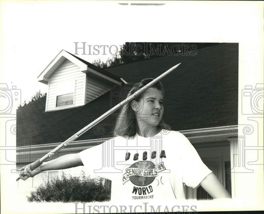 1991 Press Photo Kim Poche, local javelin thrower to compete nationally - Historic Images
