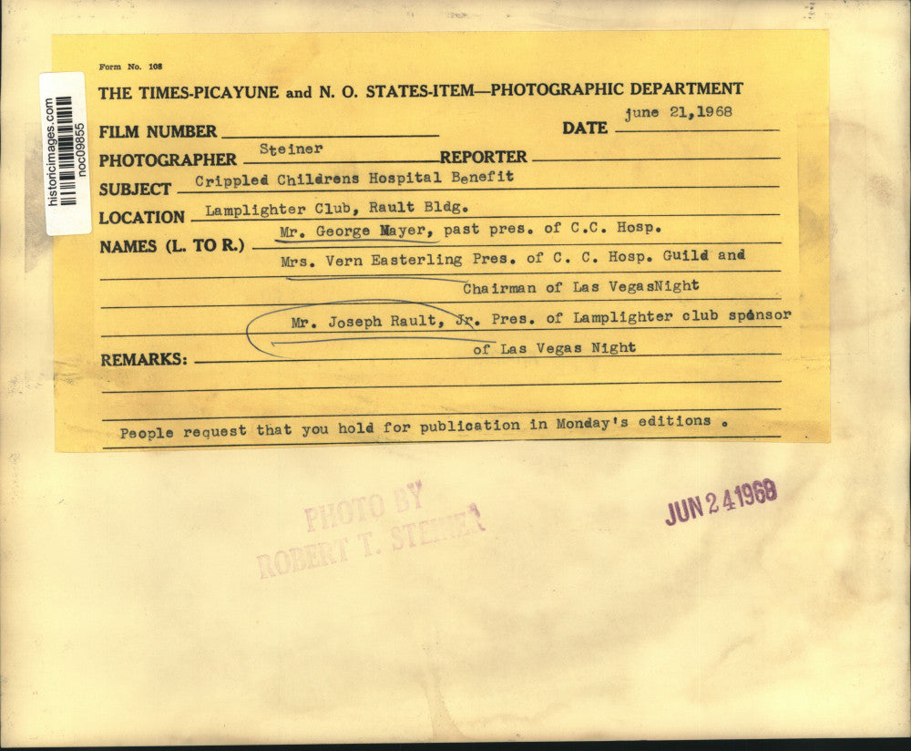 1968 Press Photo Crippled Children's Hospital Benefit at Lamplighter Club-Rault