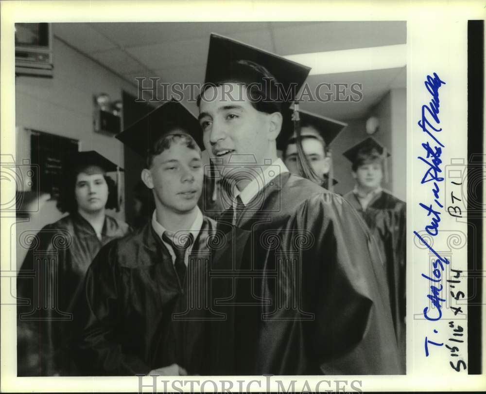 1991 Press Photo Exchange student Carlos Reyes graduates from Pope John Paul II- Historic Images