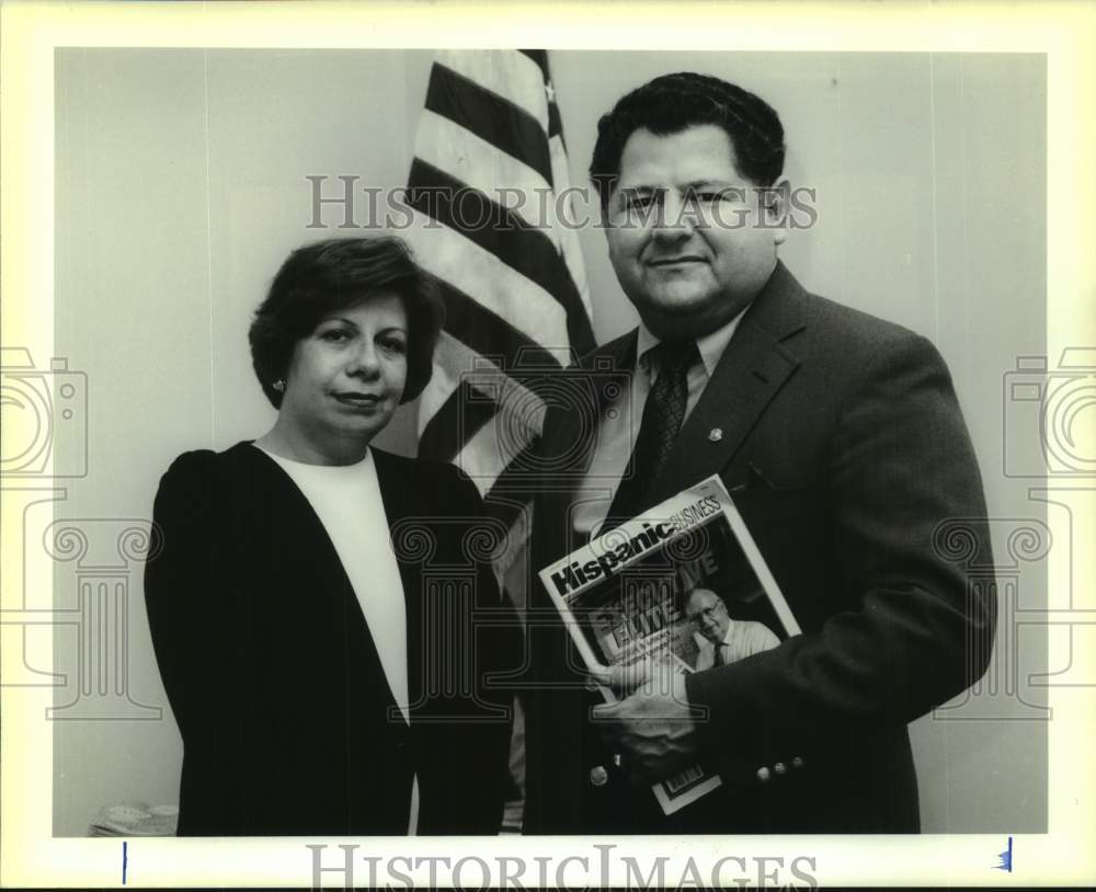 1991 Press Photo Gene F. Reyes &amp; Susana Hurarte, Hispanic Chamber of Commerce - Historic Images