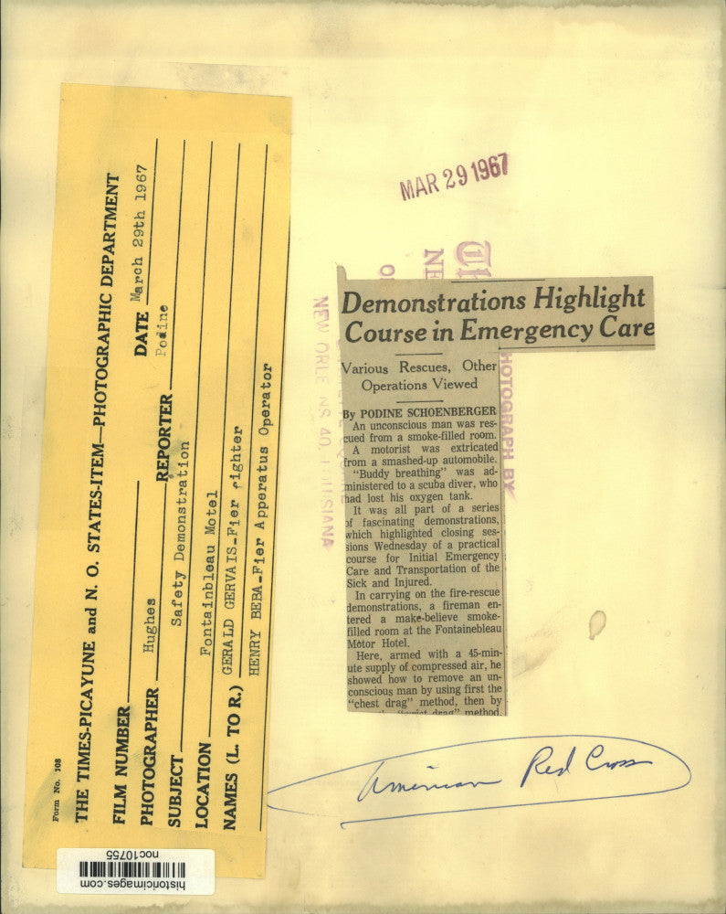 1967 Press Photo Demonstration at emergency class at Louisiana hotel - noc10755