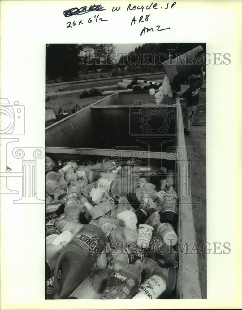 1993 Press Photo Recycling Bins Filled With Plastic Containers- Historic Images