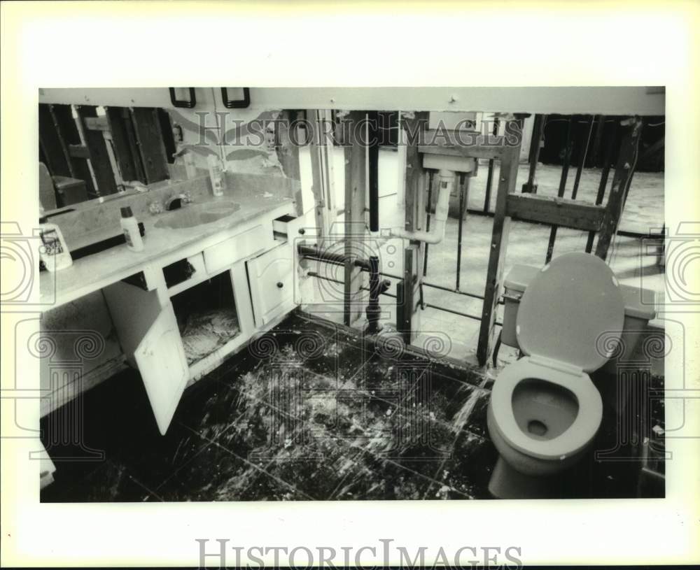 1995 Press Photo Inside Mr. & Mrs. Michael Reiss' Damaged House After Flood