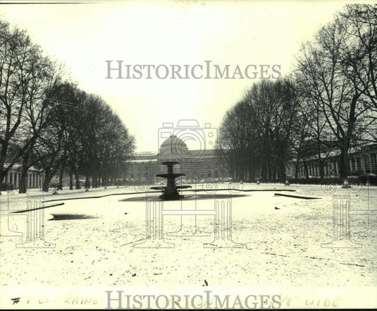 1984 Press Photo Kurhaus Spa Grounds are Snow Covered, Weisbaden, West Germany