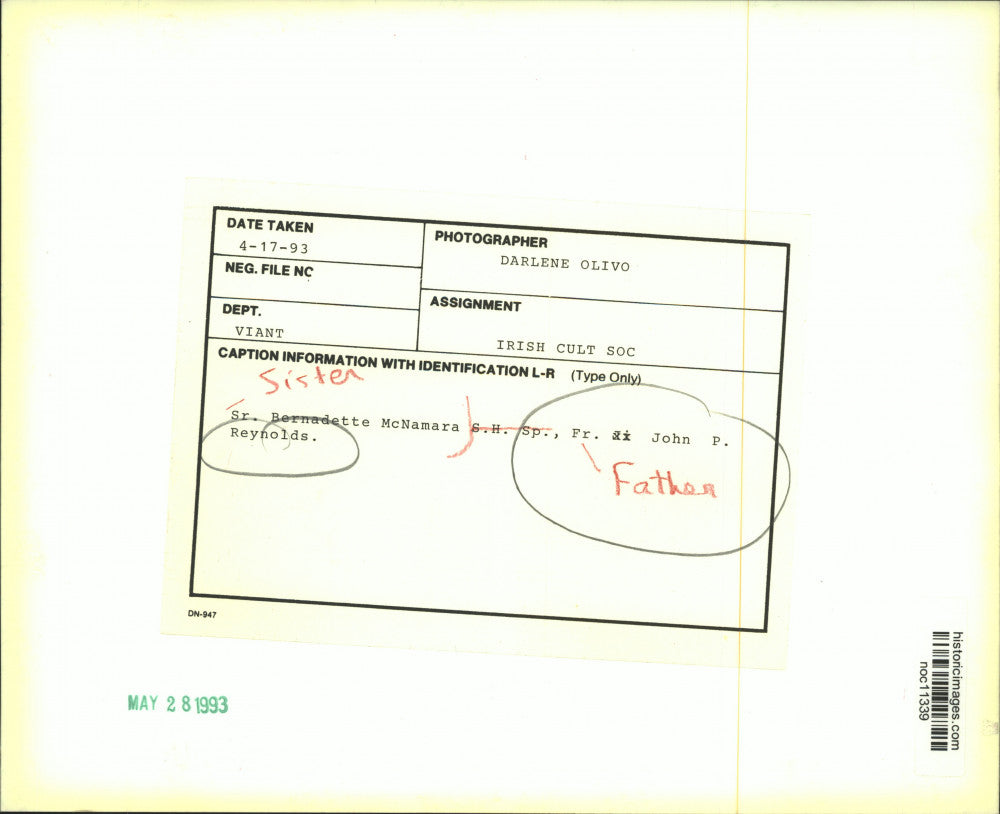 1993 Press Photo Sister Bernadette McNamara, Father John Reynolds, new Orleans