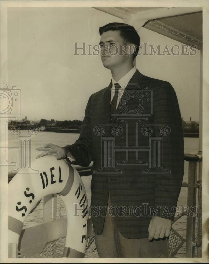 1961 Press Photo Richard A. Stanford on the S.S. Del Norte- Historic Images