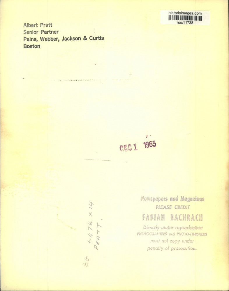 1965 Press Photo Paine, Webber, Jackson & Curtis - Albert Pratt, Senior Partner