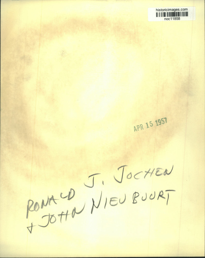 1957 Press Photo Ronald J. Jochen and John Nieubuurt - noc11858