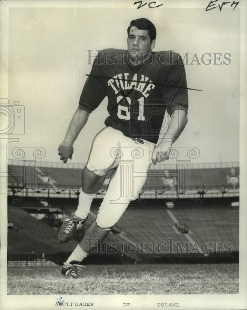 1967 Press Photo Tulane University - Scott Haber, Defensive End - noc11983