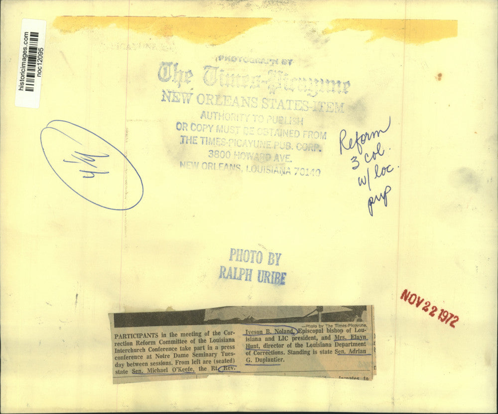 1972 Press Photo Louisiana Interchurch Conference Correction Reform Committee