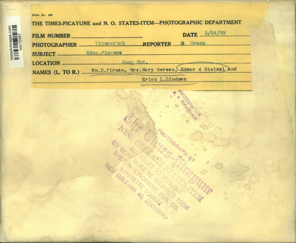 1969 Press Photo Committee Discusses Educational Finance at Jung Hotel