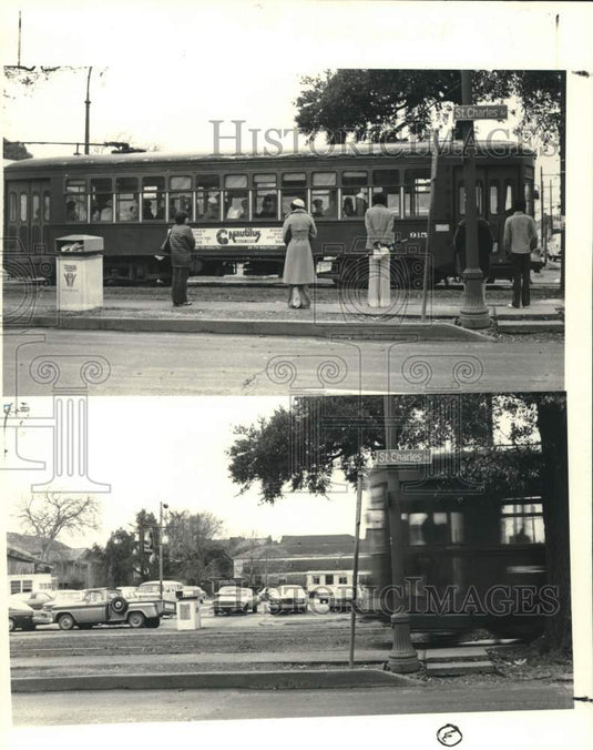 1979 Press Photo Passengers Wait in the Cold for the Streetcar at St. Charles