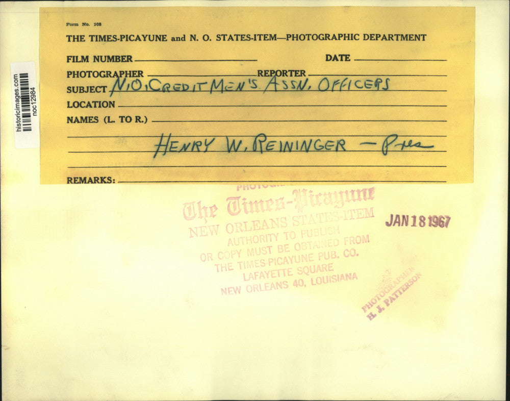 1967 Press Photo New Orleans Credit Men's Association - Henry Reininger