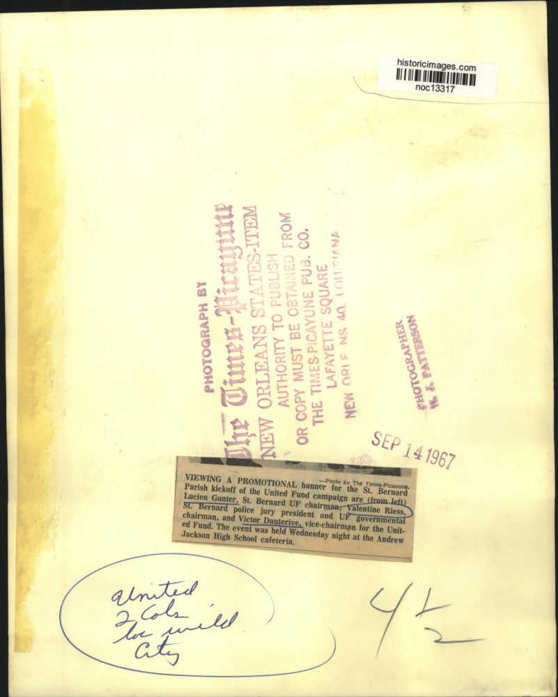 1967 Press Photo United Way - St. Bernard Parish Campaign Officials - noc13317