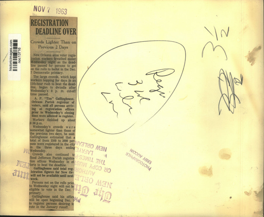 1963 Press Photo Last Day New Orleanians Register To Vote in Primary Election