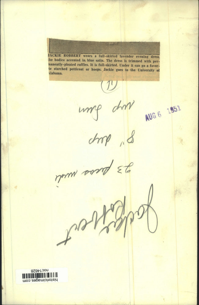 1951 Press Photo University of Alabama - Jackie Robbert in Evening Dress