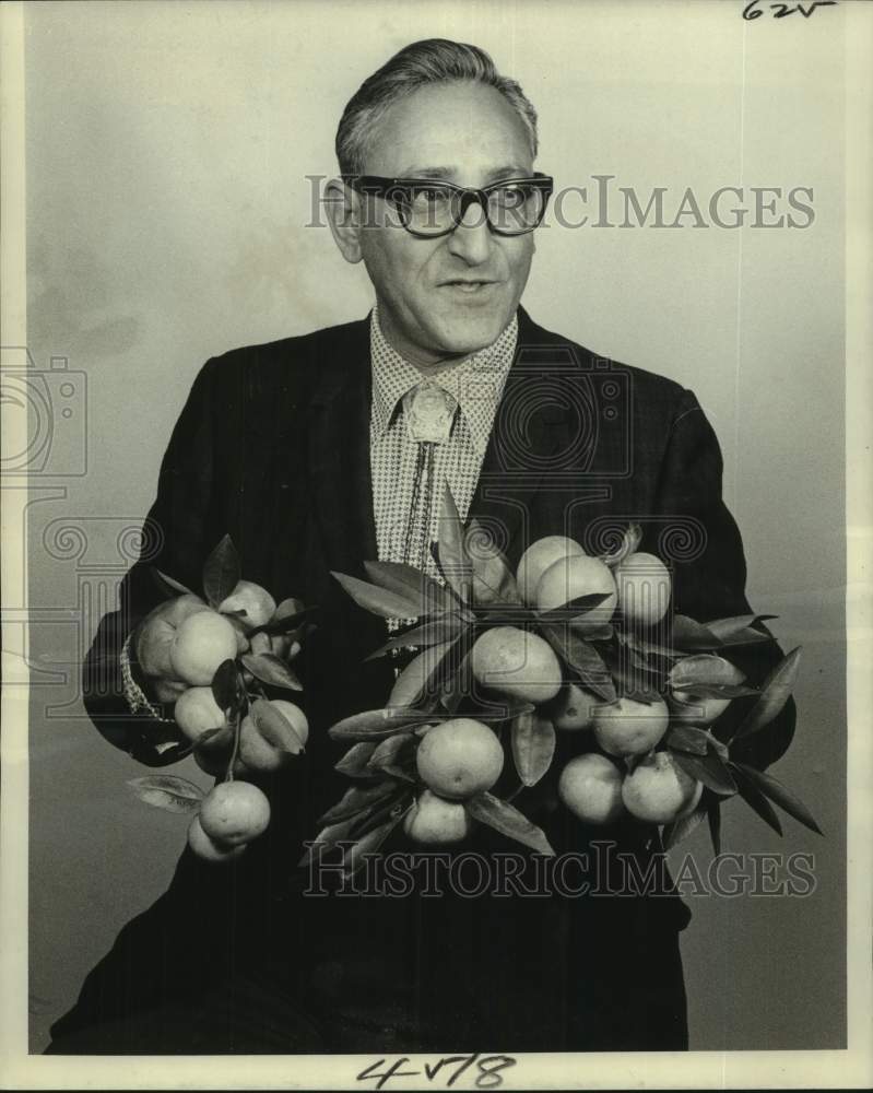 1976 Press Photo Luke Provenzano,County Agent, Shows New Satsuma Fruit