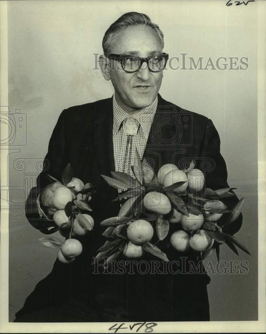 1976 Press Photo Luke Provenzano,County Agent, Shows New Satsuma Fruit
