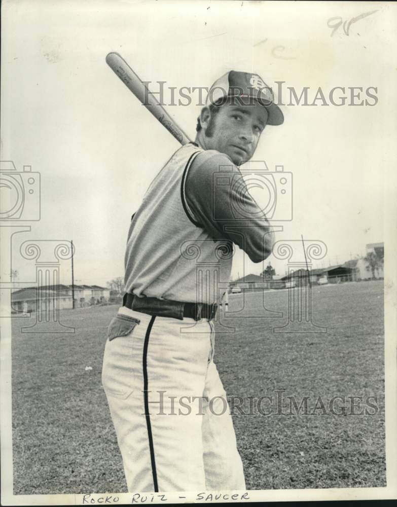 1973 Press Photo Rocko Ruiz, Baseball Outfielder, Holy Cross Saucer Marines- Historic Images