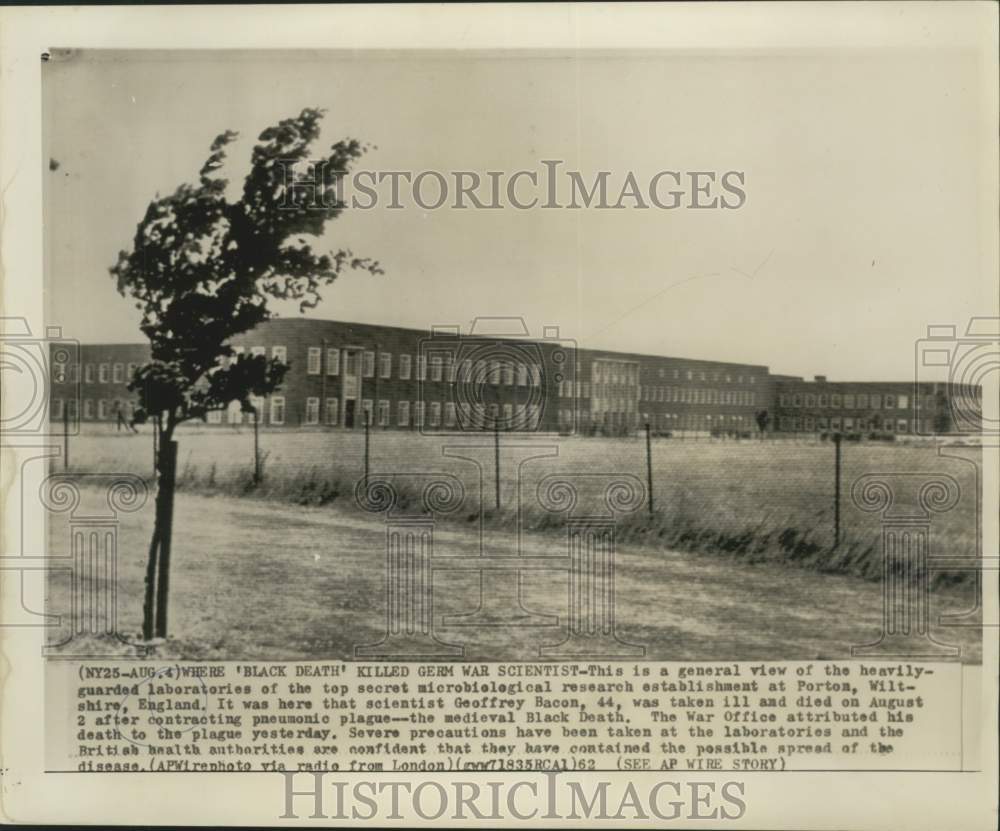 1962 Press Photo Microbiological Research Building in Porton, Wiltshire, England