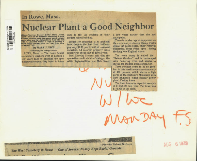 Load image into Gallery viewer, 1979 Press Photo West Cemetery in Rowe, Massachusetts - noc19929
