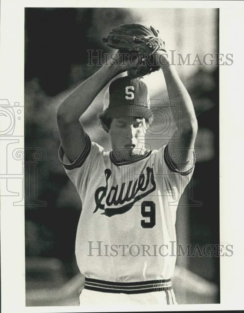 1979 Press Photo Saucer Marine Pitcher Augelo Peltier at Tournament - noc20211- Historic Images