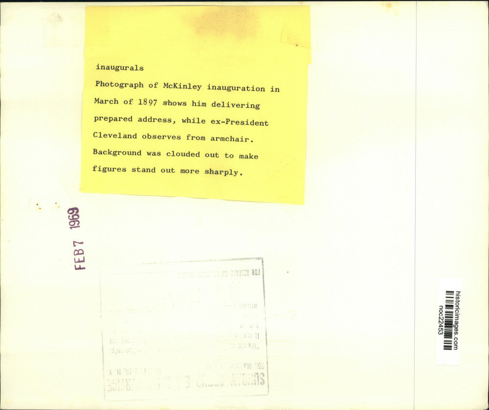 1897 Press Photo Former President Cleveland observes McKinley delivering speech