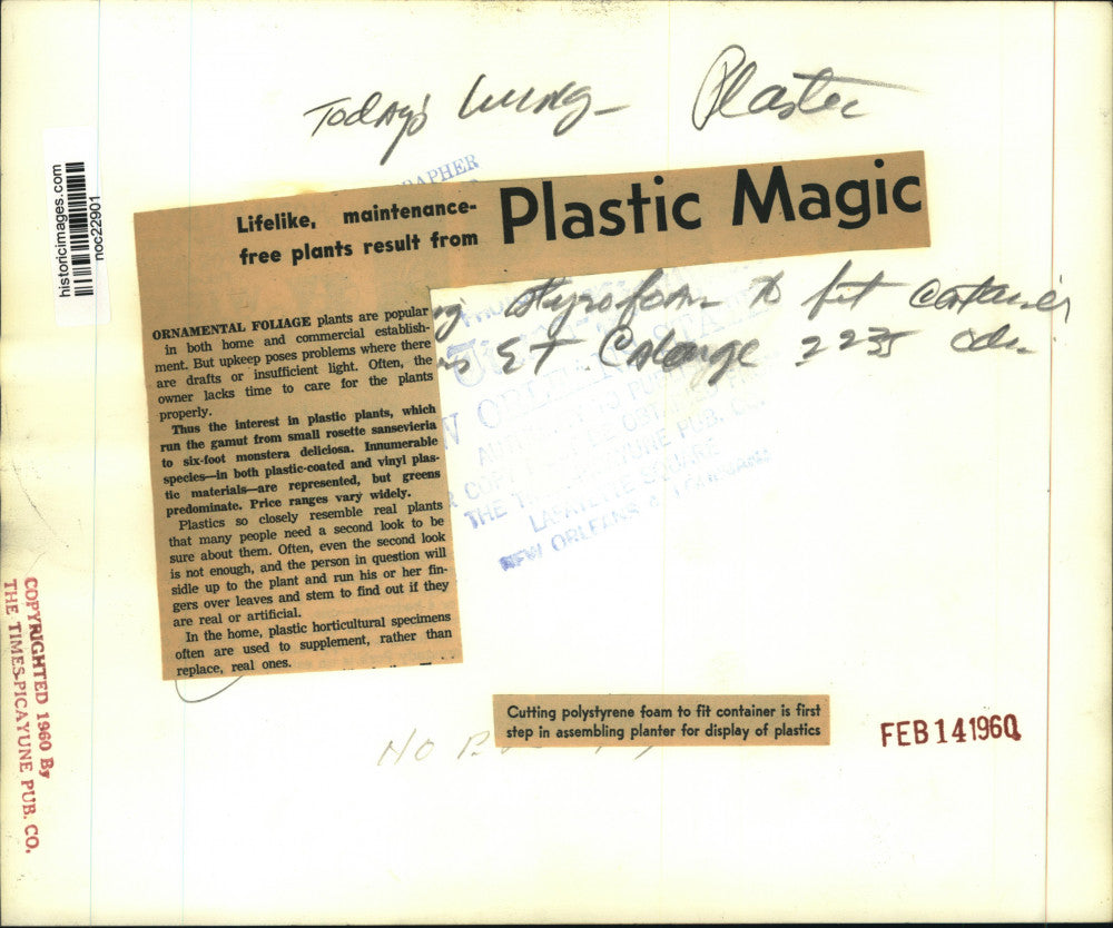 1960 Press Photo Creating Polystyrene Foam Holder for Artificial Flower Planter