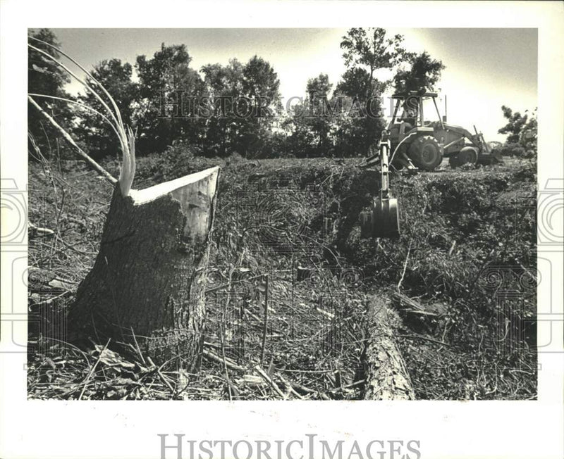Load image into Gallery viewer, 1987 Press Photo St. Bernard Parish workmen clean out brush from Canal in Violet
