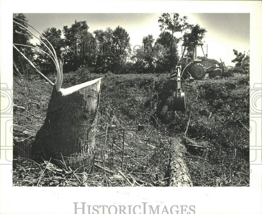 1987 Press Photo St. Bernard Parish workmen clean out brush from Canal in Violet
