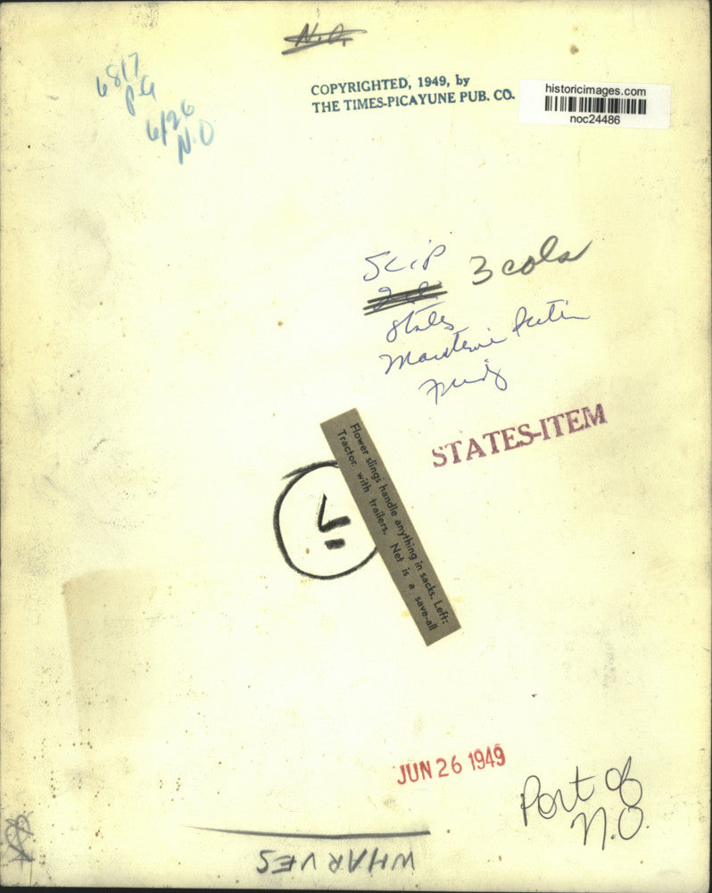 1949 Press Photo Unloading sack using flower sling handle at Port of New Orleans