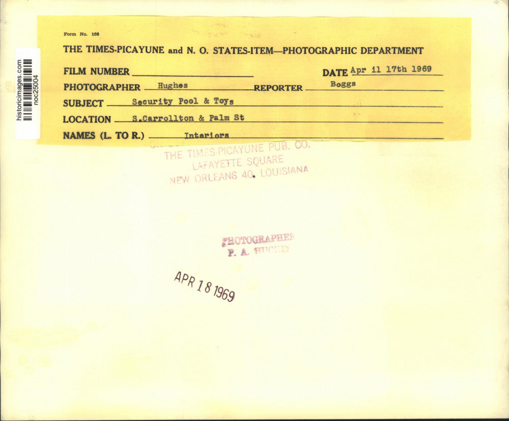 1969 Press Photo Pool set up inside Security Pool and Toys - noc25004